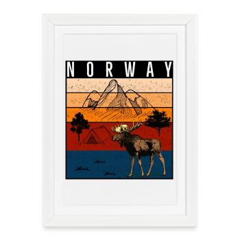 Nature norvégienne et motif de l’orignal - Affiche encadrée (27 × 37 cm) - blanc - Devant