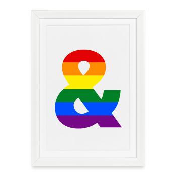 esperluette arc-en-ciel - Affiche encadrée (27 × 37 cm) - blanc - Devant