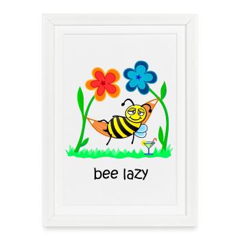 bee lazy, lazy bee, sweet bee, funny animals - Framed poster (27 × 37 cm) - white - Front
