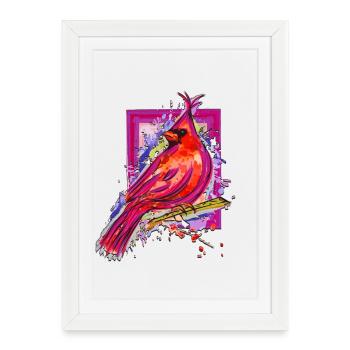 Colorful Bird - Watercolor Drawing - Beautiful Bird - Framed poster (27 × 37 cm) - white - Front