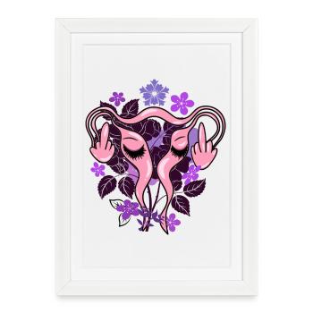 Fleurs Utérus Pro-Choix - Affiche encadrée (27 × 37 cm) - blanc - Devant