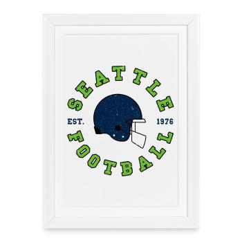 Casque de football de Seattle établi en 1976 - Affiche encadrée (27 × 37 cm) - blanc - Devant
