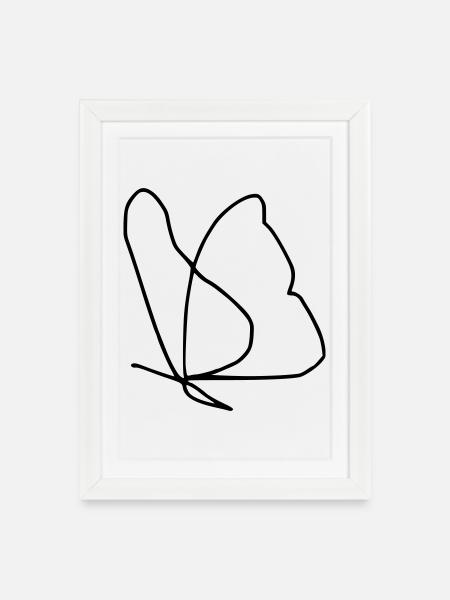 Schmetterling - Gerahmtes Poster (27 × 37 cm) - Weiß