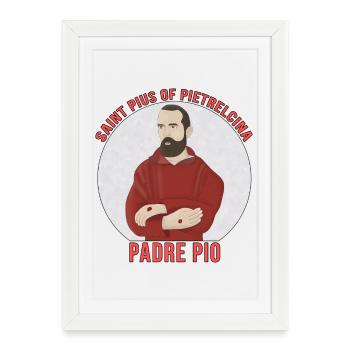Saint Pius of Pietrelcina Padre Pio - Framed poster (27 × 37 cm) - white - Front