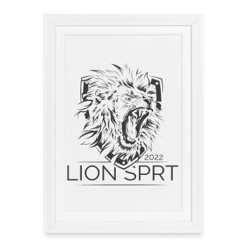 lion spirit lion symbol coat of arms shield illustration - Framed poster (27 × 37 cm) - white - Front