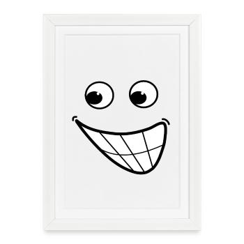 Sourire cartoon - Affiche encadrée (27 × 37 cm) - blanc - Devant