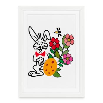 Easter with flowers and Easter egg - Framed poster (27 × 37 cm) - white - Front