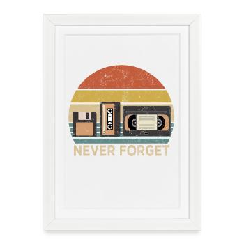 Retro Cassette Tape Never Forget Design - Framed poster (27 × 37 cm) - white - Front