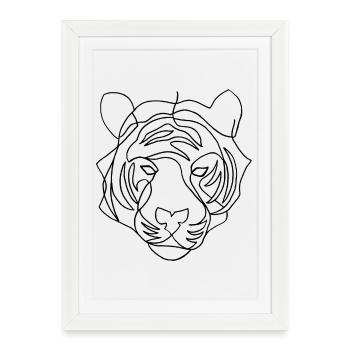 Esquisse du tigre noir - Affiche encadrée (27 × 37 cm) - blanc - Devant