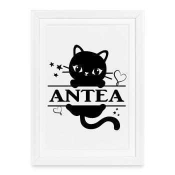 t-shirt Antea t-shirt idée cadeau chat Katze - Affiche encadrée (27 × 37 cm) - blanc - Devant