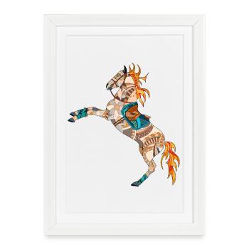 cheval coloré fantaisiste - Affiche encadrée (27 × 37 cm) - blanc - Devant