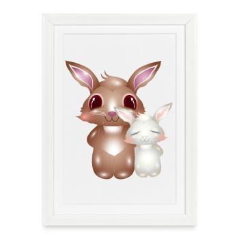 lapins mignons, l’amitié peut être si mignonne - Affiche encadrée (27 × 37 cm) - blanc - Devant