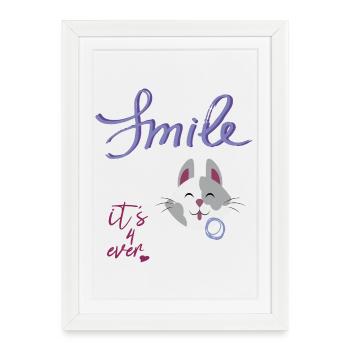 Sourire, Rire, Chat - Affiche encadrée (27 × 37 cm) - blanc - Devant