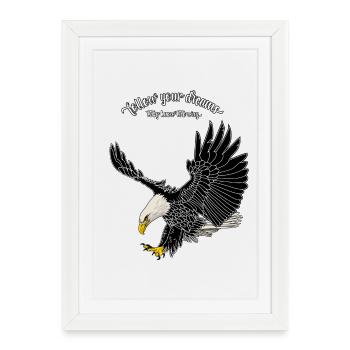 1208 Suivez vos rêves baldeagle juste noir - Affiche encadrée (27 × 37 cm) - blanc - Devant