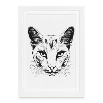 Chat 1 - Affiche encadrée (27 × 37 cm) - blanc - Devant