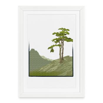 Tree on hill with canvas structure, public domain - Framed poster (27 × 37 cm) - white - Front