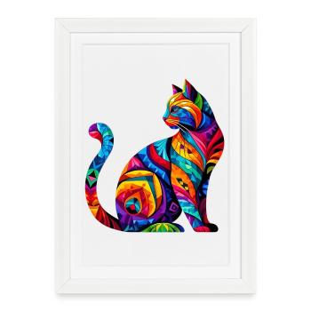 Chat - Affiche encadrée (27 × 37 cm) - blanc - Devant