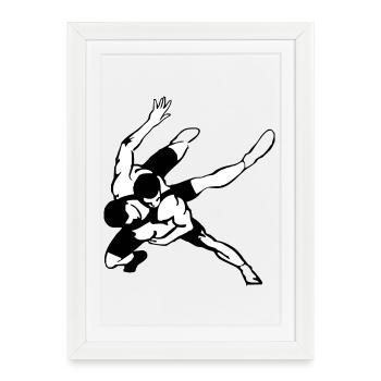 Lutteur - Affiche encadrée (27 × 37 cm) - blanc - Devant