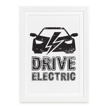 Drive Electric Supercharge - Electric Car Fans - Framed poster (27 × 37 cm) - white - Front