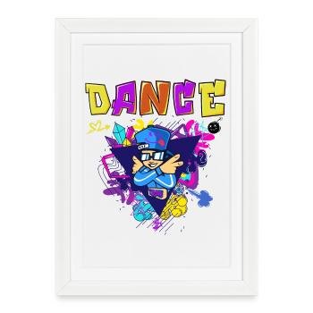 Vibrant breakdance style print design - Framed poster (27 × 37 cm) - white - Front