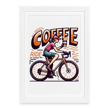 Illustration de balade de café vibrant - Affiche encadrée (27 × 37 cm) - blanc - Devant