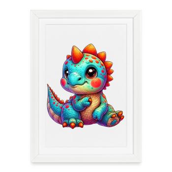 Dinosaure - Affiche encadrée (27 × 37 cm) - blanc - Devant