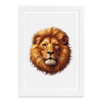 Lion - Framed poster (27 × 37 cm) - white - Front