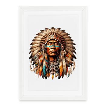 American Indian American Red Skin - Framed poster (27 × 37 cm) - white - Front