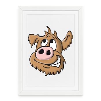 Cochon chien coquin - Affiche encadrée (27 × 37 cm) - blanc - Devant
