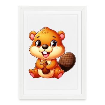 Castor - Affiche encadrée (27 × 37 cm) - blanc - Devant