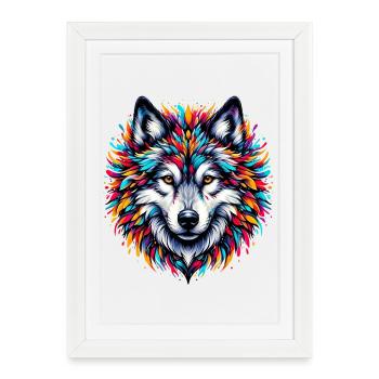 Loup - Affiche encadrée (27 × 37 cm) - blanc - Devant