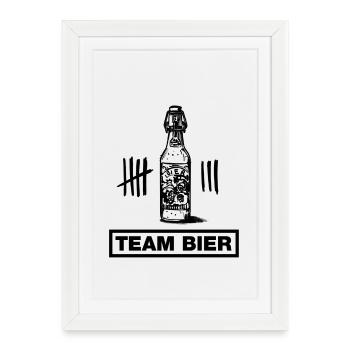 Bottle of beer, beer, cerveza (bachelor party team design) - Framed poster (27 × 37 cm) - white - Front