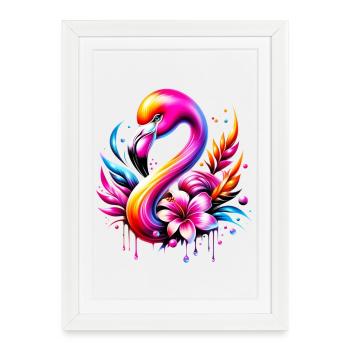 Flamant - Affiche encadrée (27 × 37 cm) - blanc - Devant
