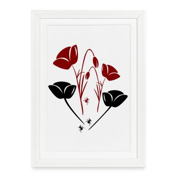 Tulipes avec fourmis - Affiche encadrée (27 × 37 cm) - blanc - Devant