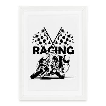 Moto Racing Moto Piste Icône Logo Icône - Affiche encadrée (27 × 37 cm) - blanc - Devant