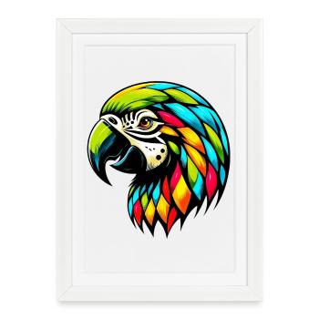 Perroquet arlequin - Affiche encadrée (27 × 37 cm) - blanc - Devant