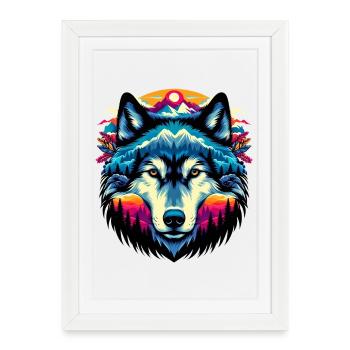 Wolf - Gerahmtes Poster (27 × 37 cm) - Weiß - Vorne