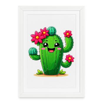 Cactus - Affiche encadrée (27 × 37 cm) - blanc - Devant
