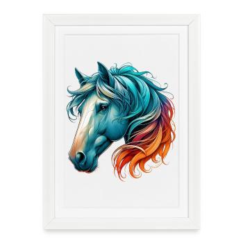 Cheval - Affiche encadrée (27 × 37 cm) - blanc - Devant