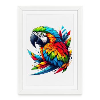Perroquet - Affiche encadrée (27 × 37 cm) - blanc - Devant