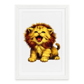 Lion Cat - Framed poster (27 × 37 cm) - white - Front