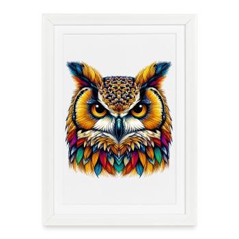 Hibou - Affiche encadrée (27 × 37 cm) - blanc - Devant