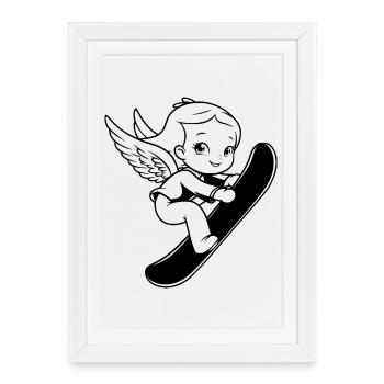 Ange du snowboard - Affiche encadrée (27 × 37 cm) - blanc - Devant