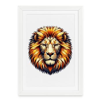 Lion - Framed poster (27 × 37 cm) - white - Front