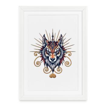 Superbe tête de loup - Affiche encadrée (27 × 37 cm) - blanc - Devant