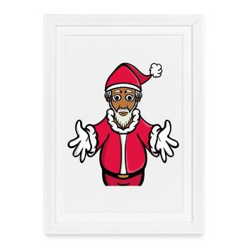 Eine Umarmung vom Weihnachtsmann - Gerahmtes Poster (27 × 37 cm) - Weiß - Vorne