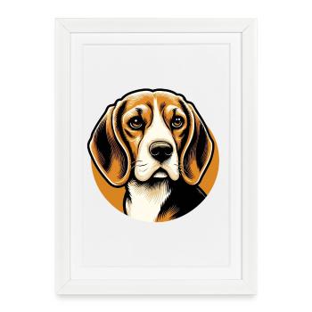 Beagle Dog Head - Framed poster (27 × 37 cm) - white - Front