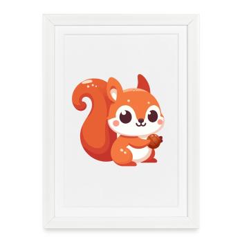 Chibi Squirrel Kawaii - Framed poster (27 × 37 cm) - white - Front
