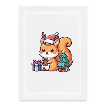 Little Christmas Squirrel - Framed poster (27 × 37 cm) - white - Front