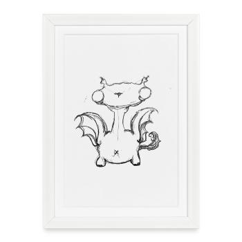 Drache - Gerahmtes Poster (27 × 37 cm) - Weiß - Vorne